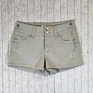 YMI Wanna Betta Butt? Green Distressed Denim Shorts • Size 1/25